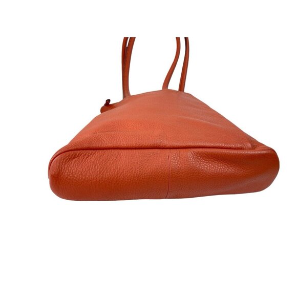 Clarks Pebbled Leather Purse Rust Orange Medium Boho Travel Satchel Double Strap - Picture 4 of 13